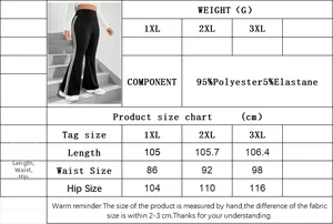 Size chart detail for plus size wide leg trousers with fabric content and measurements