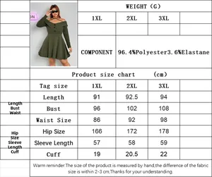 Detailed size chart for plus size off-shoulder halter dress with material composition info