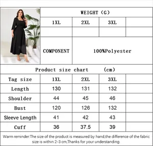 Size chart showing 1XL to 3XL dimensions for the square neck polyester maxi dress