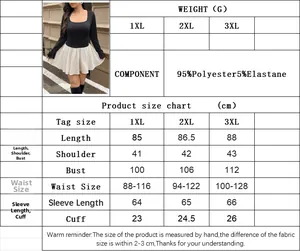 Detailed size chart for plus-size color-block mini dress in 1XL to 3XL measurements