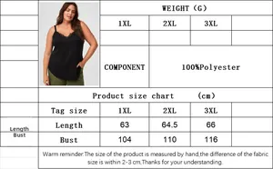 Detailed size chart for plus size women's black lace vest with length and bust info