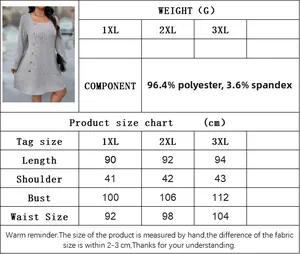 Size chart for plus size square neck dress with polyester spandex fabric details