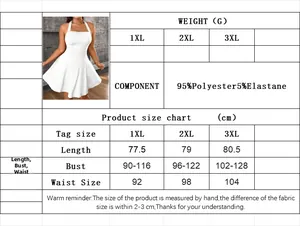 Size chart for plus size halter dress showing 1XL to 3XL measurements in centimeters