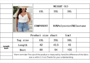 Detailed size guide and material specs for women's plus size V-neck camisole top