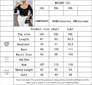 Detailed size chart for black V-neck flare sleeve knit top with measurements in cm