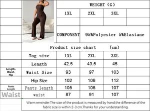 Größentabelle für braunes trägerloses Oberteil und weite Hose Set mit Maßen von 1XL bis 3XL