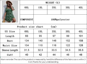 Tableau des tailles détaillé pour robe fleurie grande taille du 0XL au 4XL en cm