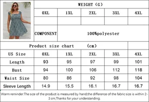 Guide des tailles pour robe à fleurs grande taille avec mesures détaillées en cm