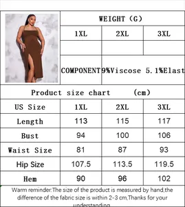 Detailed size chart for plus size backless slit dress including 1XL to 3XL measurements
