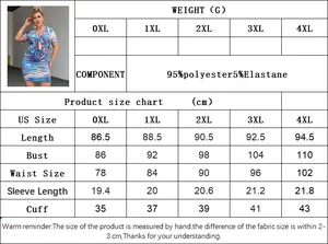 Detailed size guide for plus size bodycon dress with fabric info and measurements