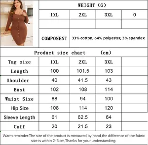 Detailed size chart and fabric blend specs for this square neck plus size midi dress