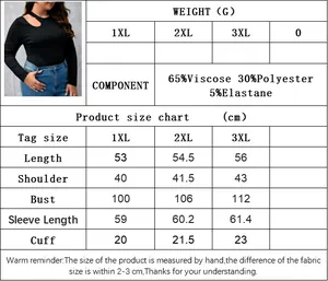 Tabella delle taglie con misure dettagliate e composizione del tessuto per top nero da donna