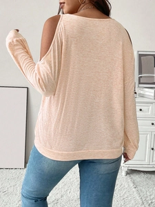 Haut décontracté à épaules dénudées pour femmes en tricot rose pêche avec coupe ample