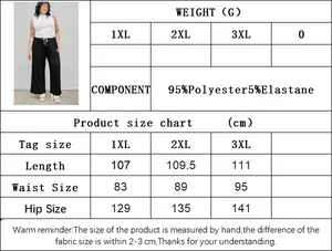 Tableau des tailles pour pantalon femme grande taille décontracté à taille haute