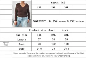 Size guide for women's V-neck knit top with bust and length measurements in cm