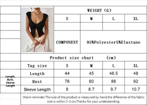 Tableau des tailles du crop top Y2K col carré montrant les mesures S à XL