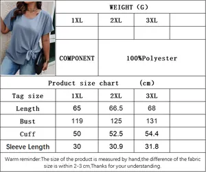 Size guide for women's plus size polyester t-shirt including 1XL to 3XL measurements