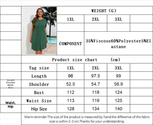 Detailed size chart for plus size ruffle dress showing measurements in cm from 1XL to 3XL