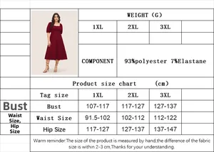 Tableau des tailles pour robe grande taille avec mesures du buste de la taille et des hanches