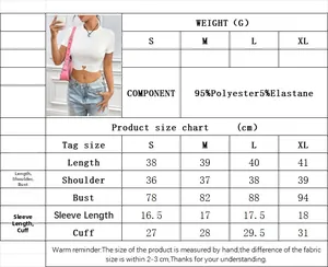 Guide des tailles détaillé pour crop top avec tissu : 95% polyester et 5% élasthanne inclus