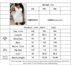 Detailed size chart for women's plus size rib knit dress with measurements in cm