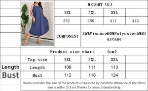 Size chart showing length and bust measurements for a sleeveless beach maxi dress
