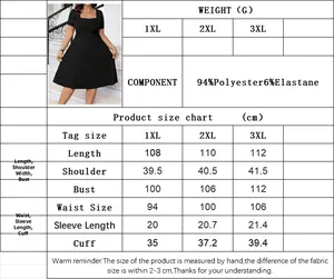 Tableau détaillé des tailles pour la robe de thé grande taille avec guide de mesure