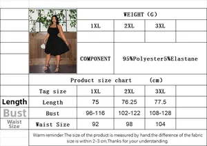 Size chart for plus size square neck dress in 1XL-3XL with detailed CM measurements