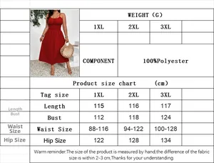 Size chart for vintage plus size red maxi dress with bust and waist measurements