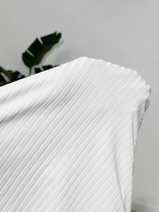 Slim fit white ribbed knit short sleeve bodycon dress with vertical stripe texture detail