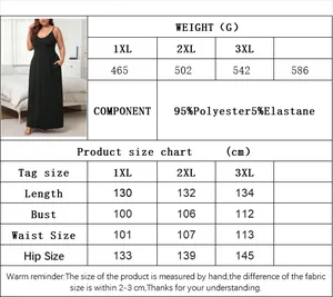 Detailed size chart for plus size U-neck sleeveless dress with measurements and weight info