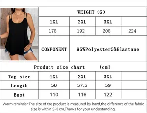 Size chart for plus size slim camisole showing 1XL to 3XL measurements and weight