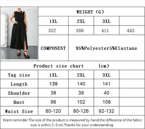 Guide des tailles pour robe longue sans manches grande taille avec mesures détaillées