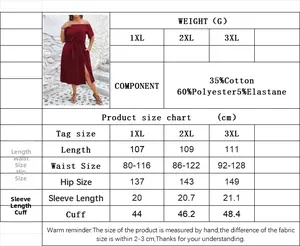 Guide des tailles détaillé pour robe de vacances rouge grande taille avec mesures