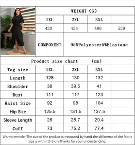 Tableau des tailles pour robe trapèze plissée grande taille avec mesures détaillées