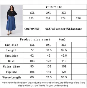 Detailed size guide and fabric specs for women's plus size long sleeve bodysuit top
