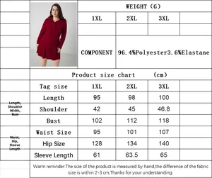 Tableau des tailles pour robe rouge évasée avec mesures en cm pour 1XL 2XL 3XL