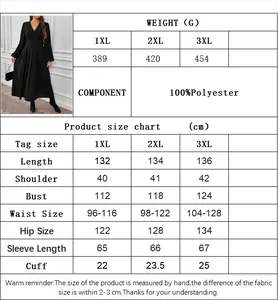 Guide des tailles détaillé pour robe grande taille col en V avec mesures et poids