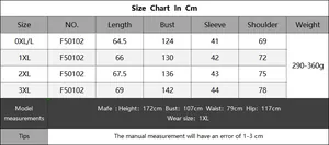 Detailed size chart in cm for women's plus size knit sweater with bust and length specs