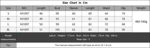 Size chart for women check knit set featuring jacket and skirt measurements in cm