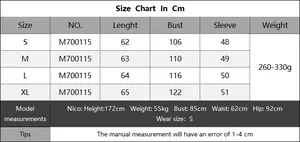 Size chart for women's casual lace bow sweater with detailed measurements in centimeters