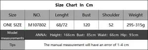 Tableau des tailles détaillé pour le gilet cardigan ample pour femme avec perles