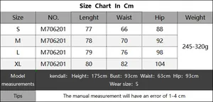 Detailed size chart for the hand-crocheted knit pencil skirt showing measurements in cm