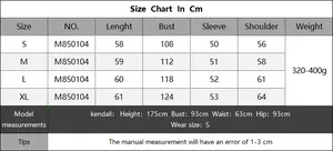 Detailed size chart in cm for women's bow sweater showing bust, length and sleeve dimensions
