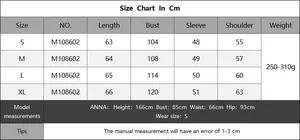 Detailed size chart with bust and length measurements for women's butterfly lace sweater