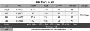 Detailed size chart for the V-neck cable knit dress with measurements in centimeters