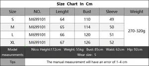 Size chart for women contrast pullover sweater with chest bust and length in cm