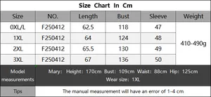 Detailed size chart in CM for plus size diamond pattern sweater from 0XL to 3XL