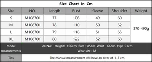 Size chart in cm for the women's ribbon bow sweater dress showing S-XL dimensions