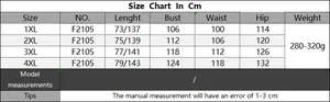 Size chart for plus size sleeveless lace dress showing dimensions in cm from 1XL to 4XL